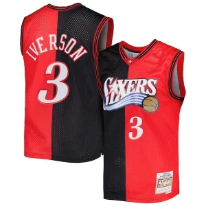 Atractivo Hermoso Allen Iverson Philadelphia 76ers Hardwood Classics 2000/01 Split Swingman Jersey Black/Red