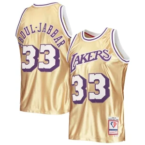 Atractivo Kareem Abdul Jabbar Los Angeles Lakers 75th Anniversary 1983/84 Hardwood Classics Swingman Jersey Gold