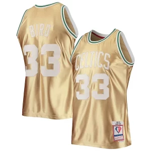Chulo Comodo Clásico Larry Bird Boston Celtics 75th Anniversary 1985/86 Hardwood Classics Swingman Jersey Gold