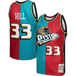 Chulo Increíble Exquisito Grant Hill Detroit Pistons Hardwood Classics 1999/00 Split Swingman Jersey Teal/Red