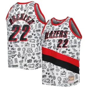 Chulo Original Clyde Drexler Portland Trail Blazers 1991/92 Hardwood Classics Doodle Swingman Player Jersey White