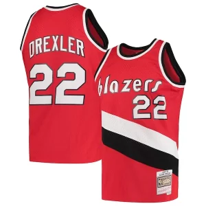 Clásico Clyde Drexler Portland Trail Blazers 1983/84 Hardwood Classics Swingman Jersey Red