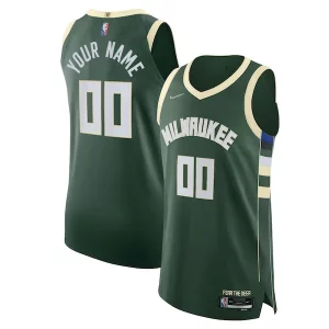 Clásico Hermoso Milwaukee Bucks Nike 2021/22 Diamond Authentic Custom Jersey Icon Edition Hunter Green