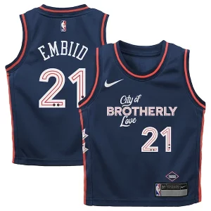 Clásico Joel Embiid Philadelphia 76ers Nike Preschool Swingman Replica Jersey City Edition Navy