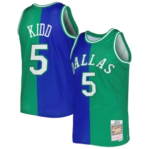 Comodo Atractivo Original Jason Kidd Dallas Mavericks Hardwood Classics 1994/95 Split Swingman Jersey Blue/Green