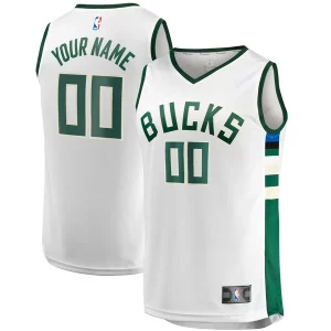 Comodo Duradero Milwaukee Bucks Youth Fast Break Replica Custom Jersey Association Edition White
