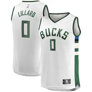 Cool Damian Lillard Milwaukee Bucks Youth Fast Break Player Jersey Association Edition White