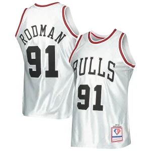 Cool Increíble Chulo Dennis Rodman Chicago Bulls 1997/98 Hardwood Classics 75th Anniversary Swingman Jersey Platinum