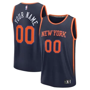 Sofisticado Magnífico Versátil New York Knicks Custom Fast Break Jersey Navy Statement Edition