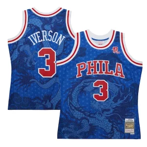 Delicioso Clásico Allen Iverson Philadelphia 76ers 1996/97 Hardwood Classics Asian Heritage 6.0 Swingman Throwback Player Jersey Royal