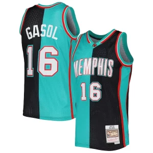 Delicioso Encantador Pau Gasol Memphis Grizzlies Hardwood Classics 2001/02 Split Swingman Jersey Black/Turquoise