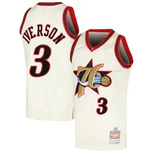 Duradero Allen Iverson Philadelphia 76ers Chainstitch Swingman Jersey Cream