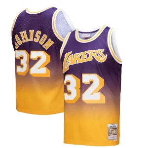 Duradero Encantador Clásico Magic Johnson Los Angeles Lakers 1984/85 Hardwood Classics Fadeaway Swingman Player Jersey Gold/Purple