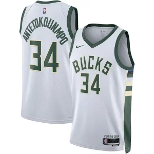 Duradero Estupendo Cool Giannis Antetokounmpo Milwaukee Bucks Nike Unisex Swingman Jersey Association Edition White/Hunter Green