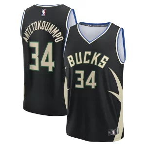 Duradero Exquisito Giannis Antetokounmpo Milwaukee Bucks Youth Fast Break Replica Player Jersey Statement Edition Black