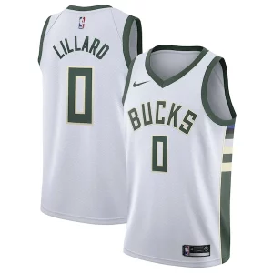 Elegante Atractivo Damian Lillard Milwaukee Bucks Nike Unisex Swingman Player Jersey Association Edition White