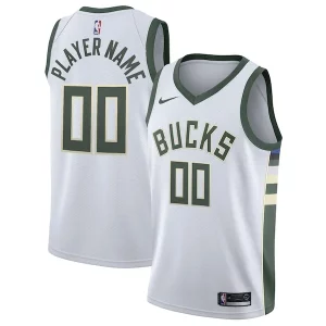 Elegante Fácil de llevar Milwaukee Bucks Nike 2020/21 Swingman Custom Jersey Association Edition White