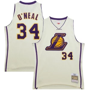 Elegante Maravilloso Shaquille O'Neal Los Angeles Lakers Chainstitch Swingman Jersey Cream