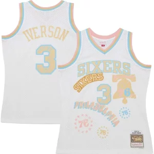 Encantador Allen Iverson Philadelphia 76ers 2002/03 Swingman Sidewalk Sketch Jersey White