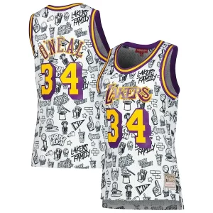 Encantador Sofisticado Elegante Shaquille O'Neal Los Angeles Lakers Women's 1996 Doodle Swingman Jersey White