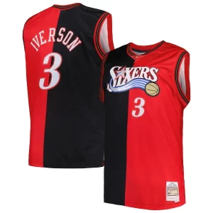 Exquisito Allen Iverson Philadelphia 76ers Big & Tall Hardwood Classics 2000/01 Split Swingman Jersey Black/Red