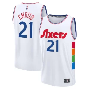 Único Genial Joel Embiid Philadelphia 76ers 2024/25 Fast Break Player Jersey City Edition White