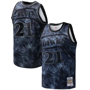 Exquisito Fácil de llevar Dominique Wilkins Atlanta Hawks Hardwood Classics 1986/87 Tie Dye Swingman Jersey Black