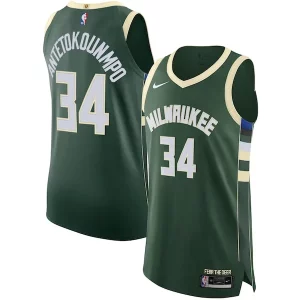 Exquisito Giannis Antetokounmpo Milwaukee Bucks Nike Authentic Jersey Association Edition Hunter Green