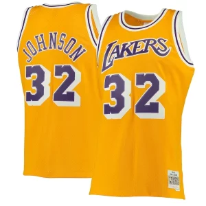 Fácil de llevar Magic Johnson Los Angeles Lakers 1984/85 Hardwood Classics Swingman Jersey Gold/Purple