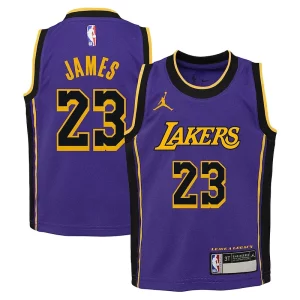 Fantástico Elegante LeBron James Los Angeles Lakers Jordan Brand Preschool 2022/23 Dri FIT Replica Jersey Statement Edition Purple