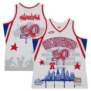 Fantástico Fácil de llevar Versátil Philadelphia 76ers x Tats Cru Hardwood Classics Fashion Jersey White