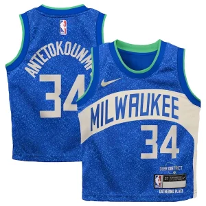 Fantástico Giannis Antetokounmpo Milwaukee Bucks Nike Toddler Swingman Replica Jersey City Edition Royal