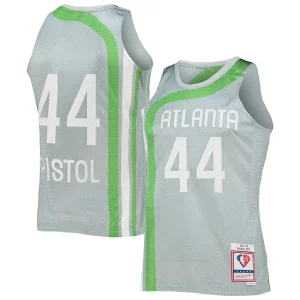Fantástico Maravilloso Estupendo Pete Maravich Atlanta Hawks 75th Anniversary 1971/72 Hardwood Classics Swingman Jersey Silver