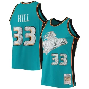 Fantástico Único Grant Hill Detroit Pistons 1998/99 Hardwood Classics NBA 75th Anniversary Diamond Swingman Jersey Teal
