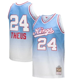 Genial Delicioso Reggie Theus Sacramento Kings 1985/86 Hardwood Classics Fadeaway Swingman Player Jersey White/Light Blue