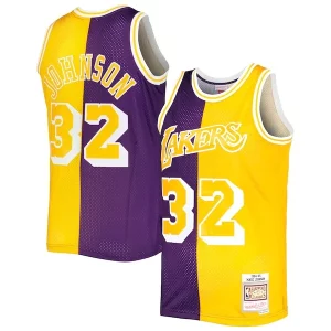 Genial Elegante Sofisticado Magic Johnson Los Angeles Lakers Hardwood Classics 1984/85 Split Swingman Jersey Purple/Gold