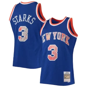 Genial Fantástico Increíble John Starks New York Knicks 1991/92 Hardwood Classics NBA 75th Anniversary Diamond Swingman Jersey Blue