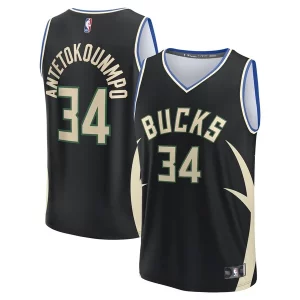 Genial Hermoso Delicioso Giannis Antetokounmpo Milwaukee Bucks Fast Break Replica Player Jersey Statement Edition Black