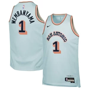 Genial Lujoso Cool Victor Wembanyama San Antonio Spurs Nike Youth 2024/25 Swingman Player Jersey City Edition Light Blue