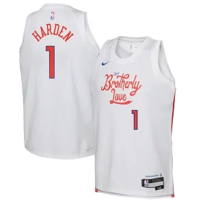 Genial Maravilloso James Harden Philadelphia 76ers Nike Youth 2022/23 Swingman Jersey City Edition White
