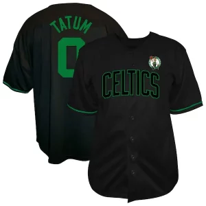 Hermoso Delicioso Comodo Jayson Tatum Boston Celtics Profile Big & Tall Name & Number Button Up Jersey Black