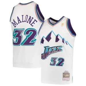 Hermoso Karl Malone Utah Jazz 1996/97 Hardwood Classics Swingman Jersey White