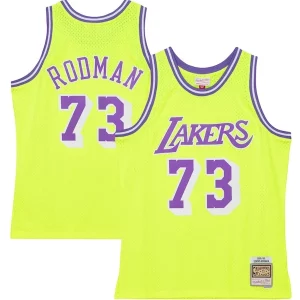 Hermoso Original Dennis Rodman Los Angeles Lakers Hardwood Classics 1998/99 Tropical Swingman Jersey Neon Yellow