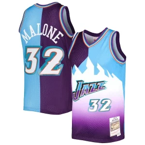 Hermoso Sofisticado Cool Karl Malone Utah Jazz Hardwood Classics 1996/97 Split Swingman Jersey Purple/Turquoise