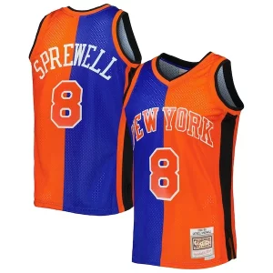 Ideal Atractivo Fantástico Latrell Sprewell New York Knicks Hardwood Classics 1998/99 Split Swingman Jersey Blue/Orange