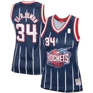 Ideal Comodo Hakeem Olajuwon Houston Rockets Women's Hardwood Classics Swingman Jersey Navy/Red