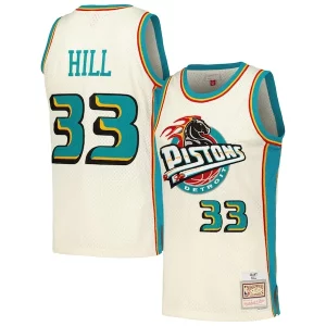Ideal Comodo Hermoso Grant Hill Detroit Pistons Chainstitch Swingman Jersey Cream