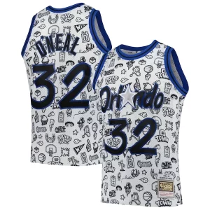 Ideal Robusto Magnífico Shaquille O'Neal Orlando Magic 1994/95 Hardwood Classics Doodle Swingman Player Jersey White