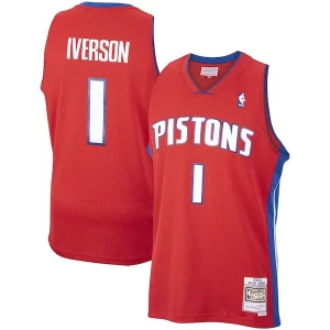 Increíble Allen Iverson Detroit Pistons 2008/09 Hardwood Classics Swingman Jersey Red