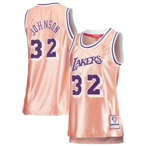 Increíble Lujoso Práctico Magic Johnson Los Angeles Lakers Women's 75th Anniversary Rose Gold 1984 Swingman Jersey Pink
